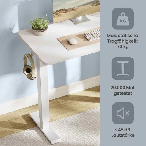 Reguliuojamo aukščio stalas VASAGLE, Elektrinis, 80 × 50 × 72–120 cm - Darbo stalai