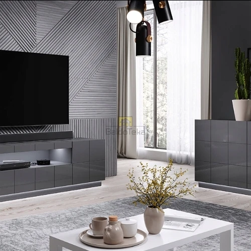 Blizgus stalas su MDF danga ir moderniu dizainu