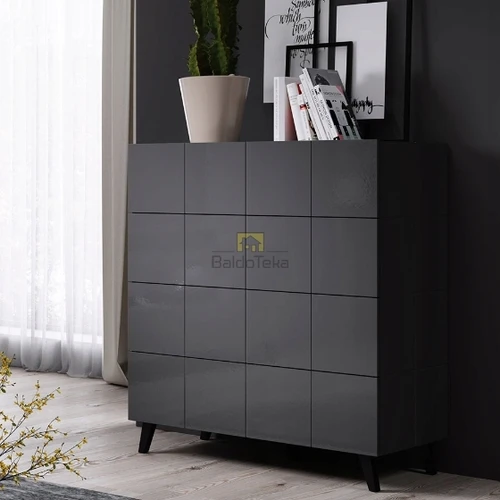 Grafitinė spintelė su pasirenkamu apšvietimu ir juodomis kojelėmis