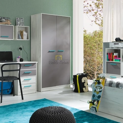 Šiuolaikiška spintelė Craft balta/pilka, su keičiamomis rankenėlėmis