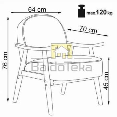 Tvirtas fotelis iki 120 kg apkrovos