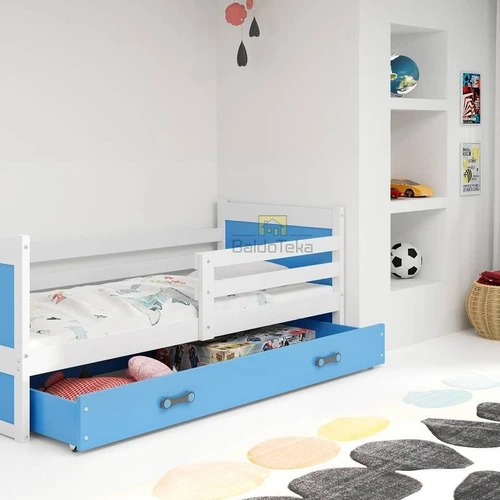 Ergonomiškas vaikiškas lovos rinkinys su poliuretaniniu čiužiniu ir apsaugine tvorele