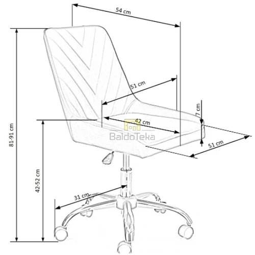 Reguliuojama rožinė kėdė su metaliniu pagrindu
