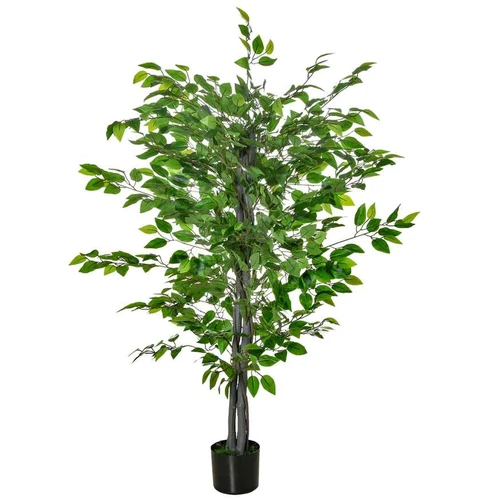 Rinkinys iš 2 dirbtinių augalų Homcom 15x15x135cm., žalios/juodos spalvos