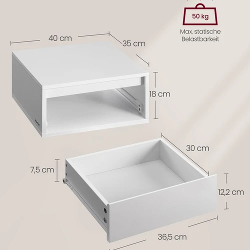 Naktiniai staliukai pakabinami – balti, MDF