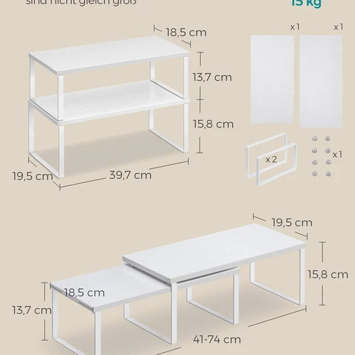 Rinkinys iš 2 prieskonių lentynų, baltos spalvos - Vežimėliai, lentynos, priedai