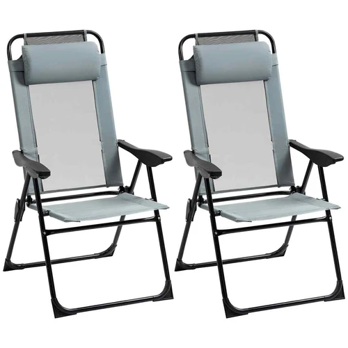 Rinkinys iš 2 sodo kėdžių Outsunny 62x70x109cm., pilkos/juodos spalvos