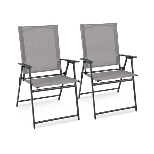 Rinkinys iš 2 sulankstomų kėdžių 62x58x89cm., pilkos/juodos spalvos