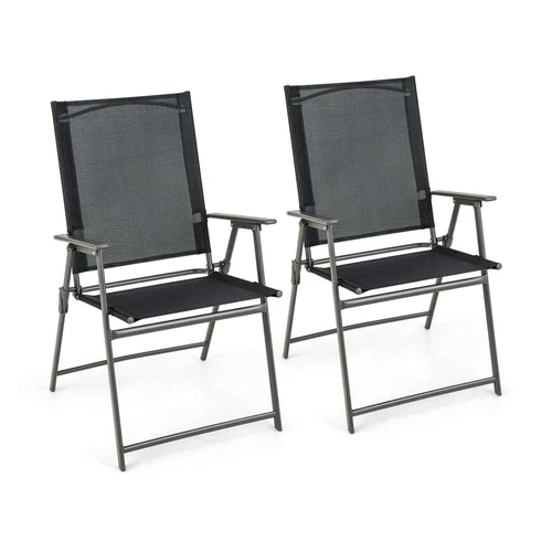 Rinkinys iš 2 sulankstomų kėdžių 62x58x96cm., juodos spalvos