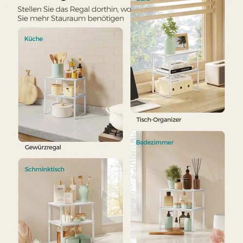 Baltos virtuvės lentynos – rinkinys iš 2 vnt.Elegantiškos baltos virtuvės lentynos – 2 vienetaiVirtuvės lentynų rinkinys – baltos, metalas ir medis