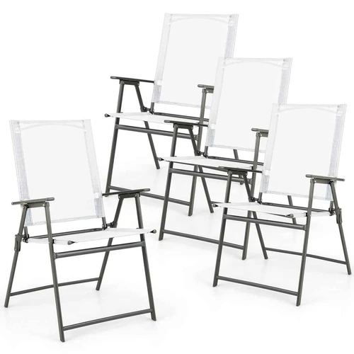 Rinkinys iš 4 sulankstomų kėdžių 62x58x96cm., baltos/juodos spalvos