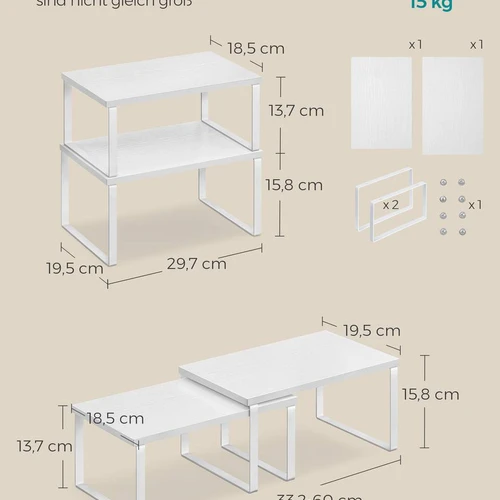 Erdvės taupančios baltos virtuvės lentynos 4 vnt.