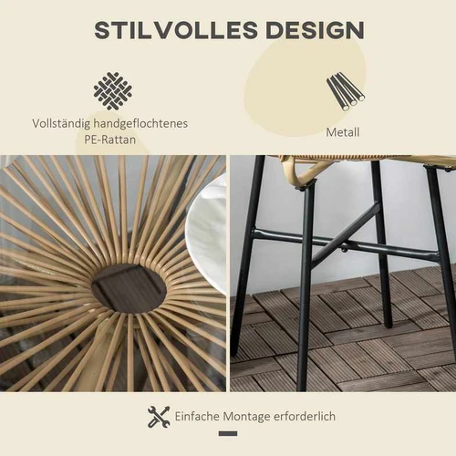 Smėlio spalvos rotango kavos staliukas