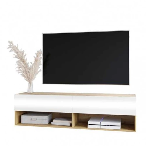 RTV komoda MARRO 140 ąžuolas artisan / blizgi balta