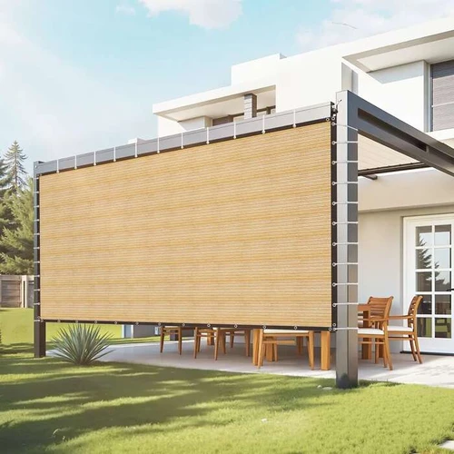 Saulės apsaugos pergolės uždanga 12x20 pėdų, HDPE, smėlio spalvos