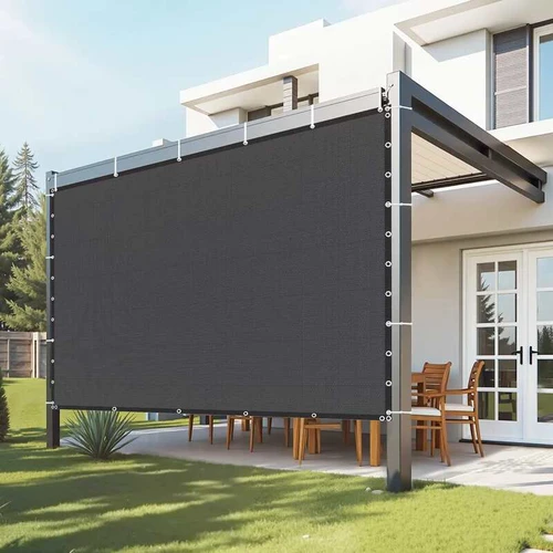 Saulės apsaugos uždanga pergolei, 3x3 m, HDPE, juoda