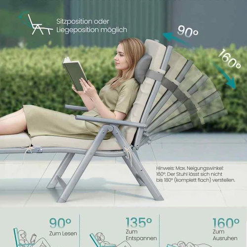 Saulės gultas SONGMICS GCB024GZ02, 58 × 183 × 97 cm - Gultai