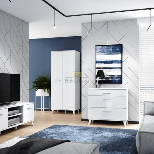 Praktiškas baltas stalčius su tylaus uždarymo mechanizmu