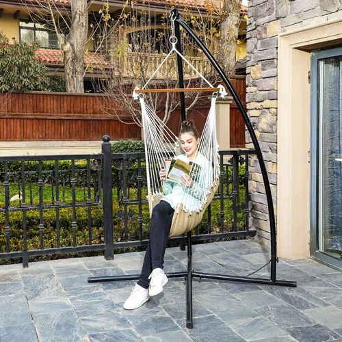 Ruda-chaki kėdė su bambuko rėmu