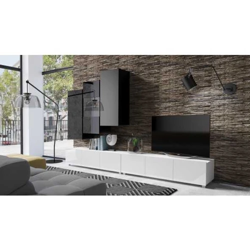 Sekcija CALABRIA 11 (P300xA210xG43) juoda/blizgi balta