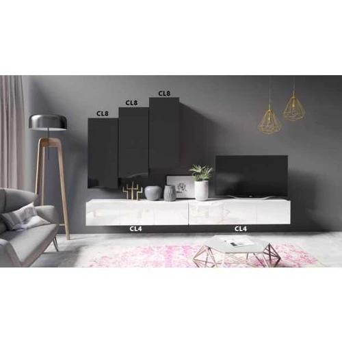 Balti blizgūs gabaritiniai baldai