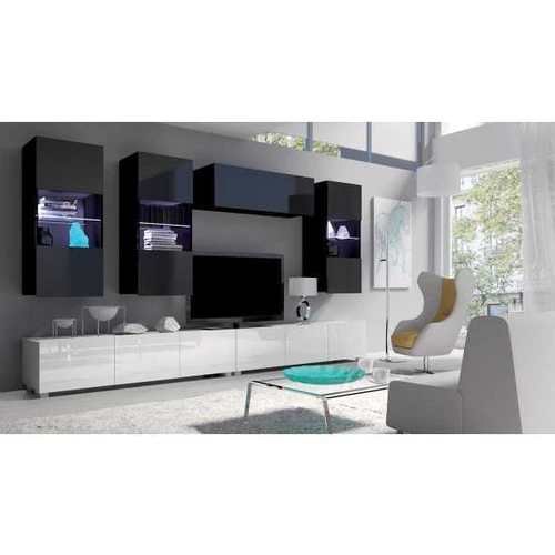 Sekcija CALABRIA 5 (P300xA210xG43) juoda/blizgi balta