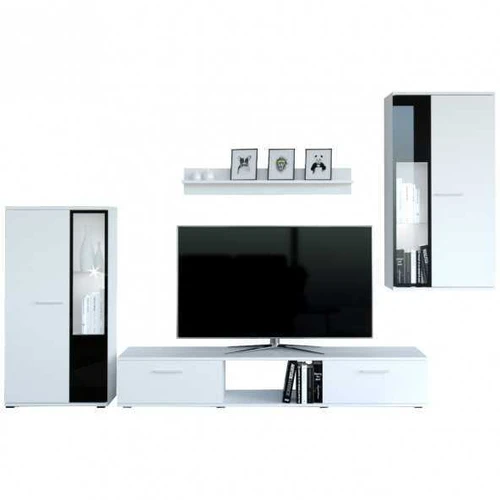 Erdvi TV komoda su lentynomis ir spintelėmis