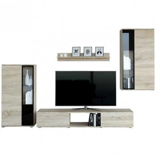 Sieninė spintelė su lentynomis ir stikliniu bloku