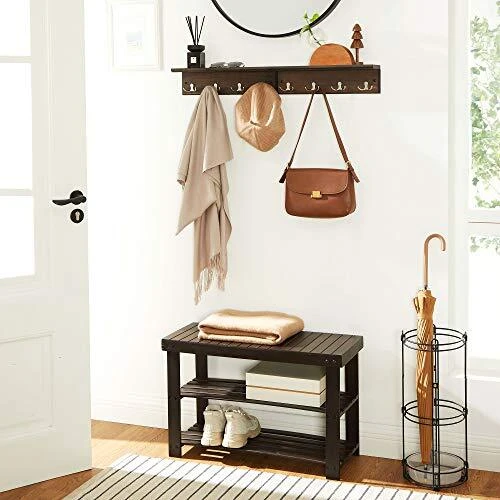 Sieninė kabykla su 4 dvigubais kabliukais, vintažinės rudos spalvos