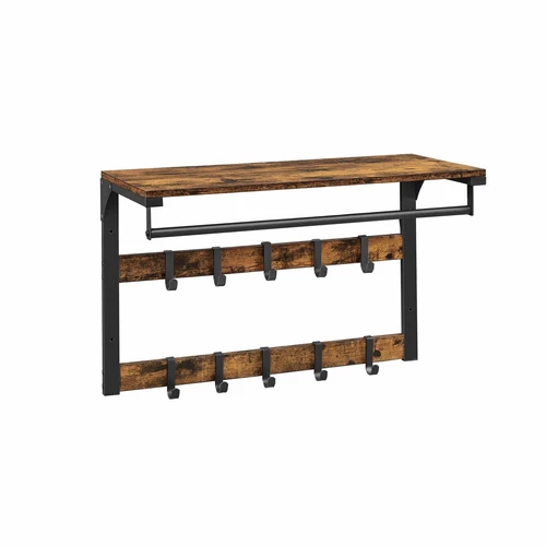 Sieninė rūbų kabykla su lentyna, rudos/juodos spalvos