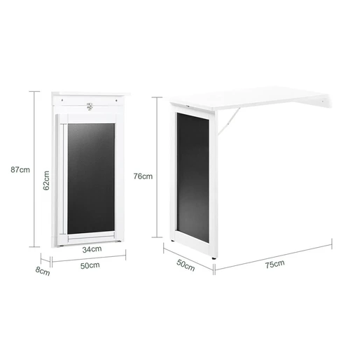 Sieninis baro stalas 50x75x76cm., baltos/juodos spalvos - Stalai