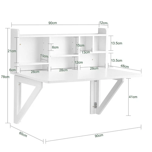 Sieninis sulankstomas rašomasis stalas 90x60x78cm., baltos spalvos - Darbo stalai