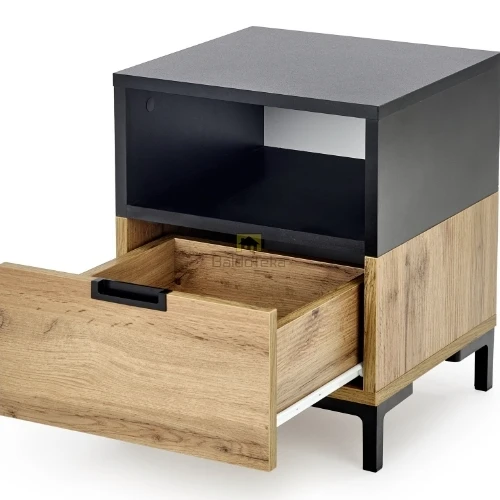 Modern Oak Wotan & Black Design Cabinet