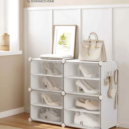 Skaidrį batų spintelė 32x83x94cm., juodos spalvos - Batų dėžės, stovai