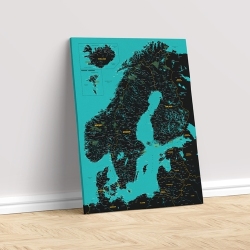 Skandinavijos žemėlapis Nr.5 Juoda anglis ir turkis - Paveikslai