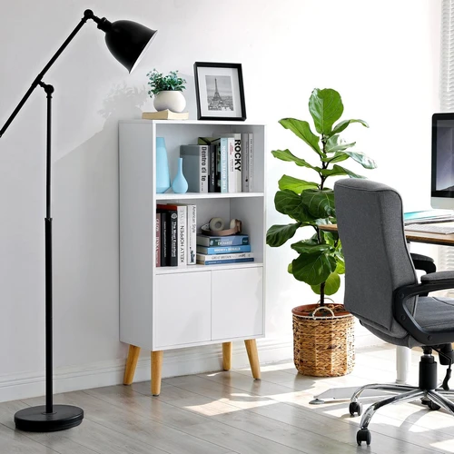 Knygų spinta su 2 lentynomis ir spintelėmis