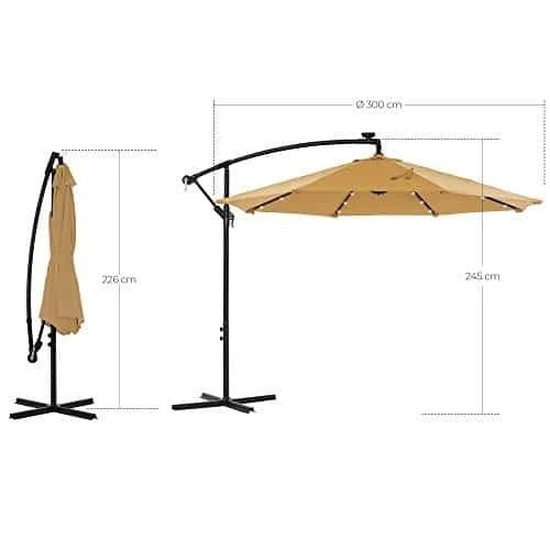 Stilingas skėtis su LED apšvietimu ir UV apsauga