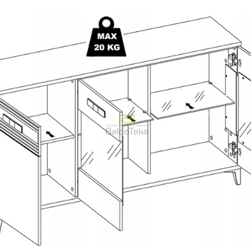 Moderni spinta su LMDP/MDF medžiaga, 155,5x90x39,5 cm