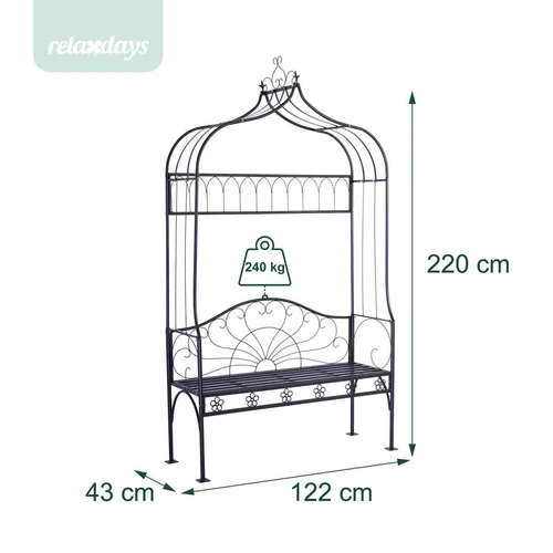 Sodo arka su suoliuku Relaxdays, su integruotu suoliuku, 220 × 122 × 43 cm - Suolai, daiktadėžės