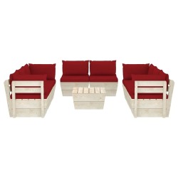 Sodo baldų komplektas iš palečių /pagalvėlėmis, 9 dalių, eglė - Lauko baldų komplektai