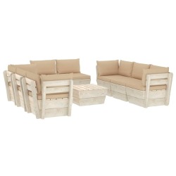 Sodo baldų komplektas iš palečių su pagalvėlėm, 9 dalių, (eglė) - Lauko baldų komplektai