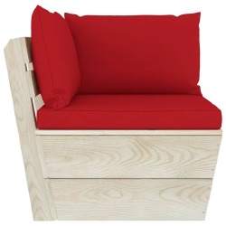 Sodo baldų komplektas iš palečių su pagalvėlėmis (7 d., raudonos sp.) - Lauko baldų komplektai