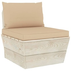 Sodo baldų komplektas iš palečių su pagalvėlėmis, 7 dalių, eglės mediena - Lauko baldų komplektai