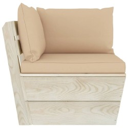 Sodo baldų komplektas iš palečių su pagalvėlėmis, 7 dalių, eglės mediena - Lauko baldų komplektai