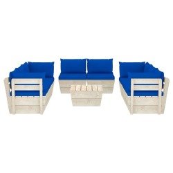 Sodo baldų komplektas iš palečių su pagalvėlėmis, (9 dalių), eglė. - Lauko baldų komplektai