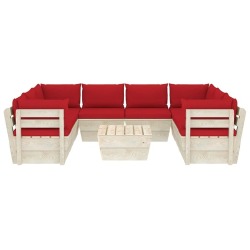 Sodo baldų komplektas iš palečių su pagalvėlėmis (9 dalys) - Lauko baldų komplektai