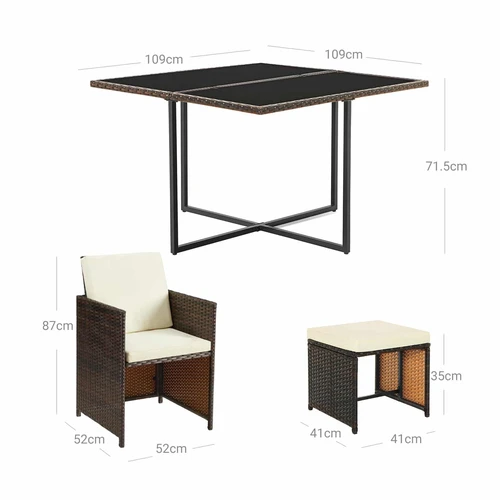 Šiltos saulės akimirka su 9 dalių sodo baldų komplektu