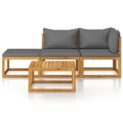 Sodo baldų komplektas su pagalvėlėmis, 4 dalių akacijos masyvas - Lauko baldų komplektai