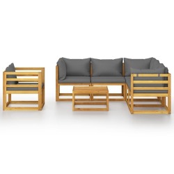 Sodo baldų komplektas su pagalvėmis, 7 dalių, akacijos masyvas - Lauko baldų komplektai