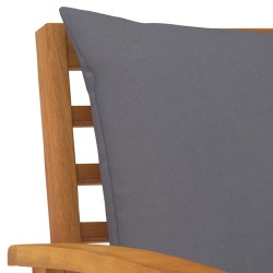 Sodo baldų komplektas su pilkomis pagalvėmis, 3 dalių, akacijos masyvas - Lauko baldų komplektai